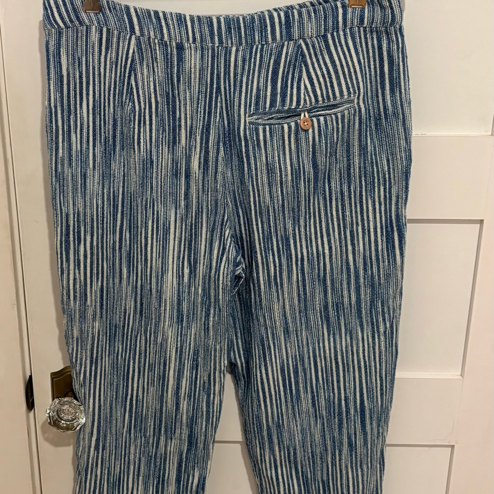 100% Cotton Free People Navy and Cream Striped Pants - Picture 4 of 10